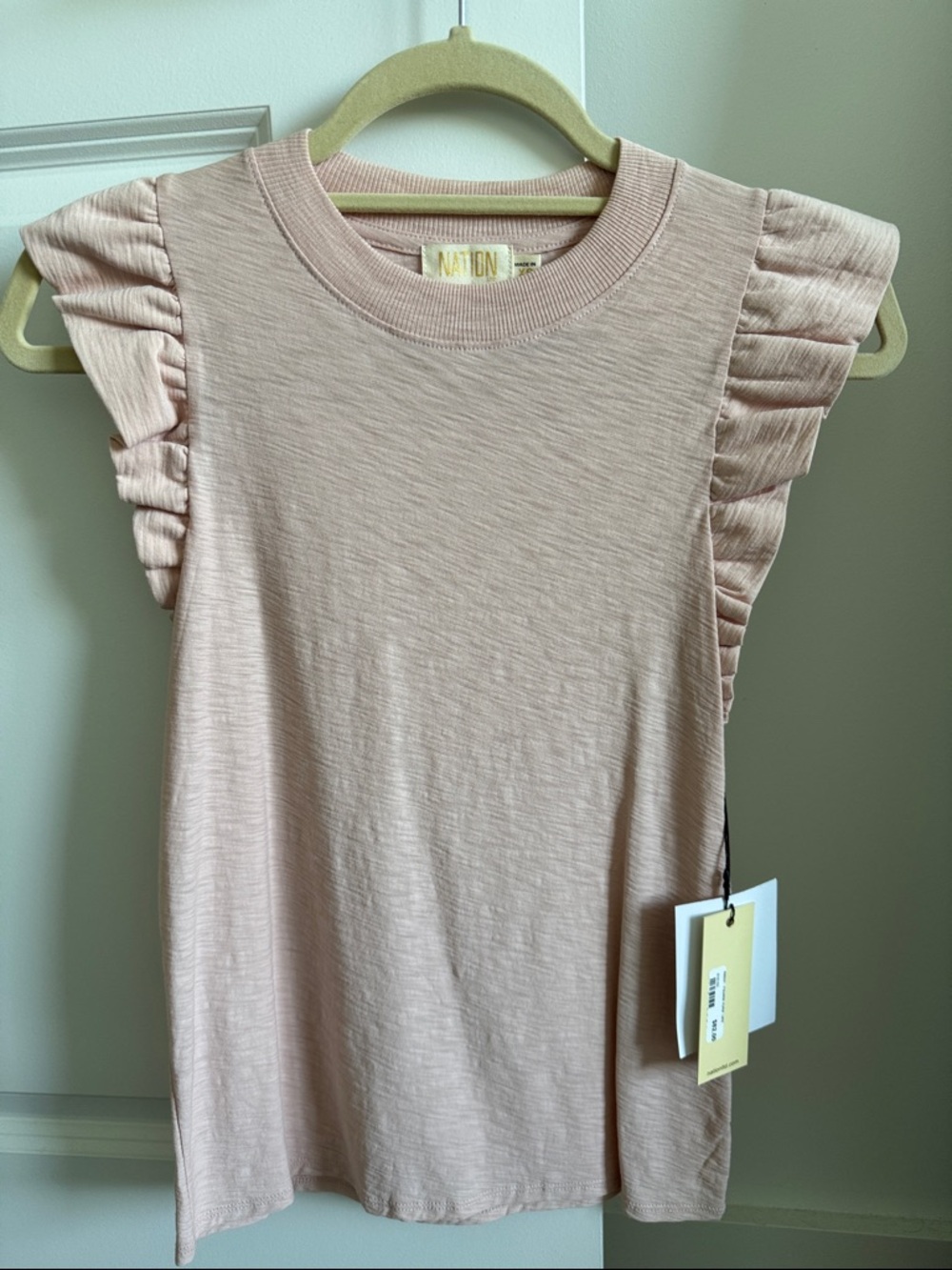Nation LTD Blush Pink Ruffle Shoulder Tank